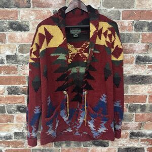 Vintage Ralph Lauren Country Aztec Cardigan Indian Polo Sweater Size Medium